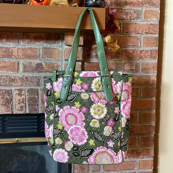 Vera Bradley Limited Edition Olivia Pink Leather Strap Tote Bag - Picture 1 of 8